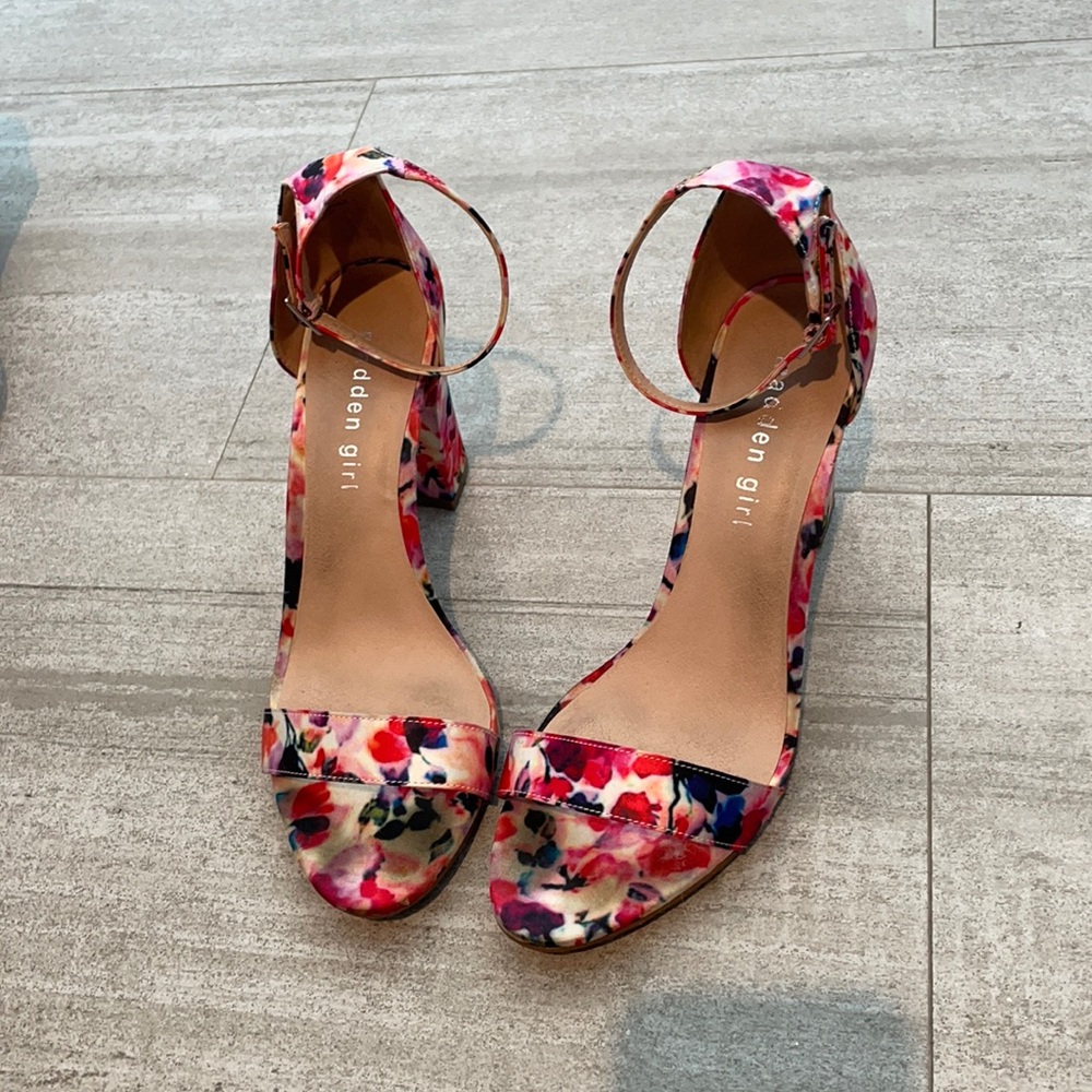 Floral block heels